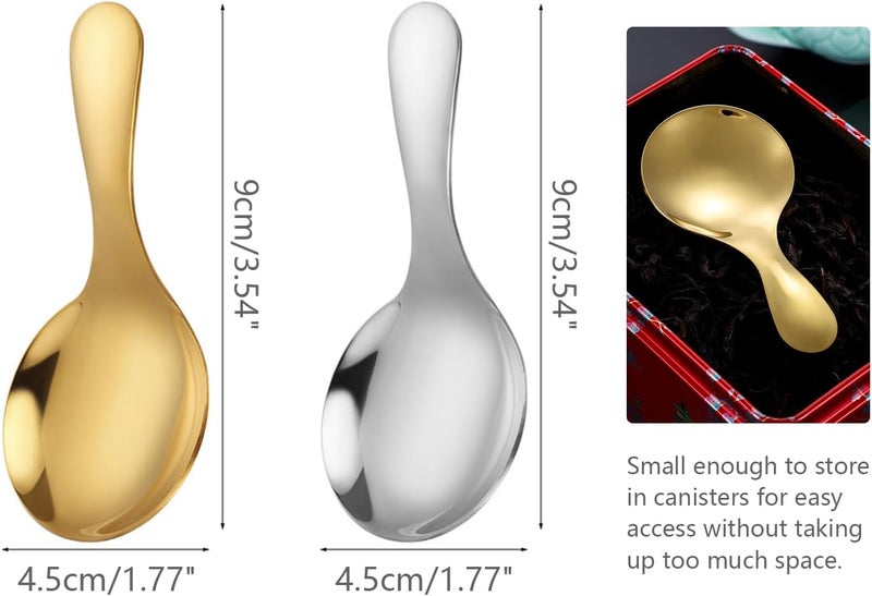 ICSTM Small Scoops for Canisters,4 Pcs Coffee Scoops,Short Handle Spoons for Salt Sugar Condiments Coffee Tea Dessert (Gold and Silver) - Image 3